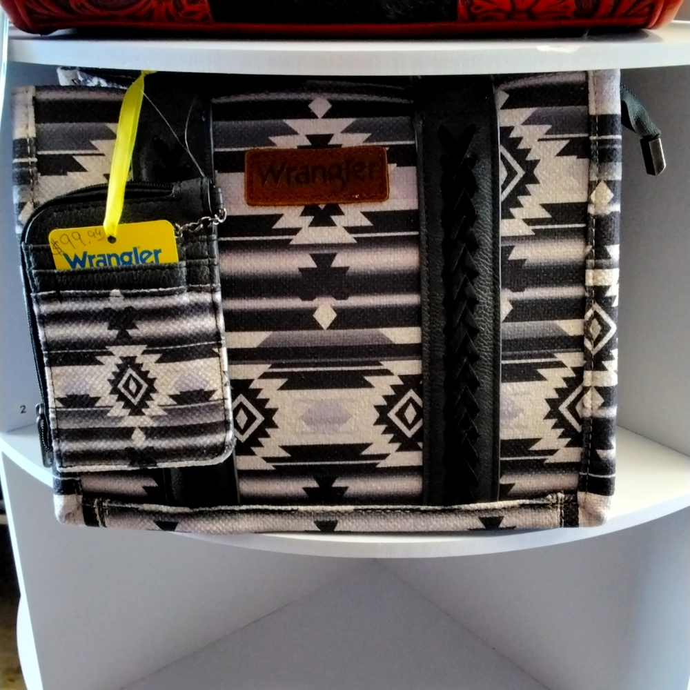Wrangler black gray crossbody purse with coin purse attached